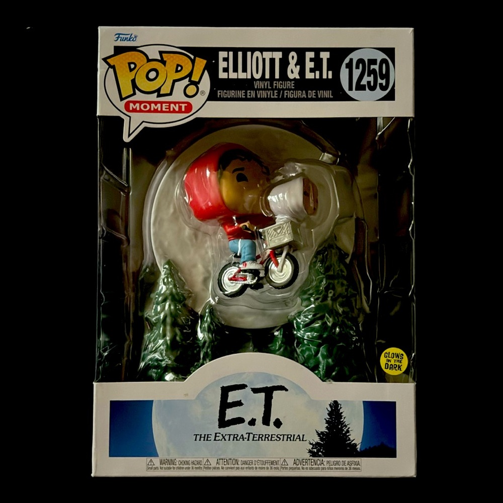 Funko Pop Moments Elliot & E.T. #1259. Glows in the dark. Original packaging